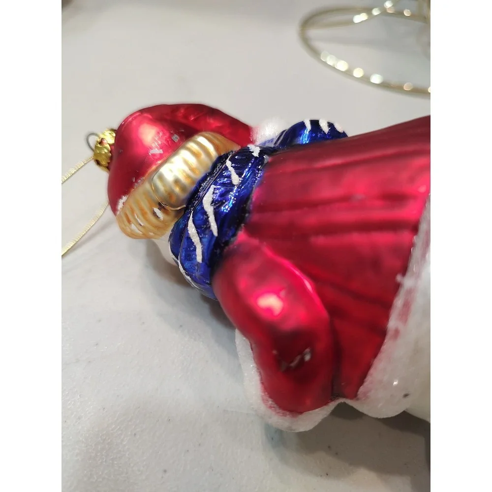 Vtg Dillard's Trimming Large Hand Blown Glass Snowman Ornament Christmas Holiday